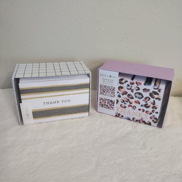 Thank You Cards Mara Mi 2 Sets 50 Count Each Blank Pink Animal/Gray Ribbon - Picture 5 of 5